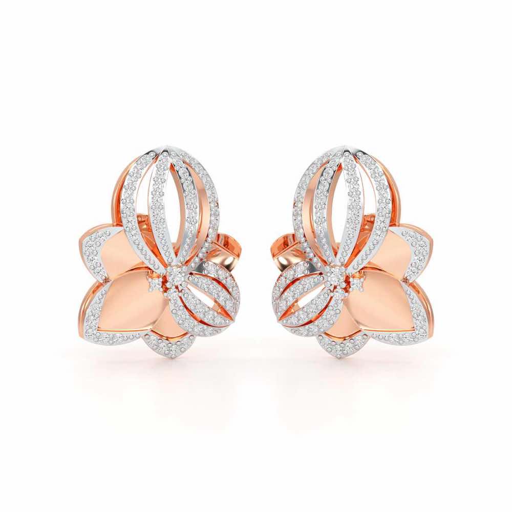 Bubble Bloom Silver Earrings - Rose Gold - Image 2