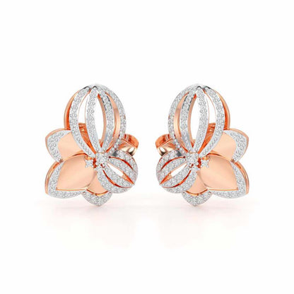 Bubble Bloom Silver Earrings - Rose Gold - Image 2