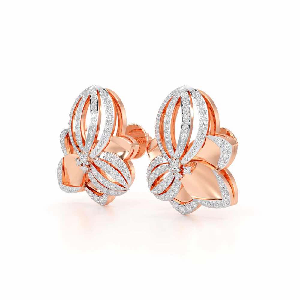 Bubble Bloom Silver Earrings - Rose Gold - Image 3