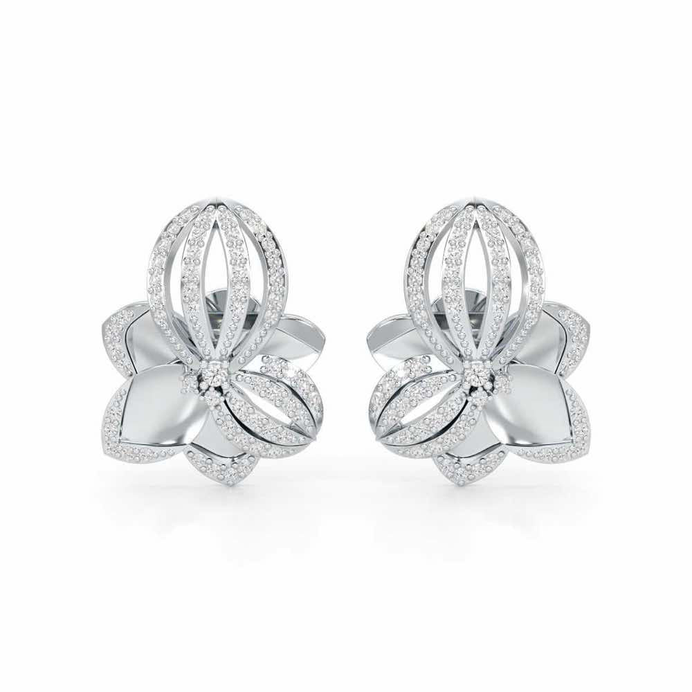 Bubble Bloom Silver Earrings - White Gold - Image 1