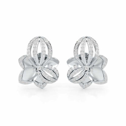 Bubble Bloom Silver Earrings - White Gold - Image 1