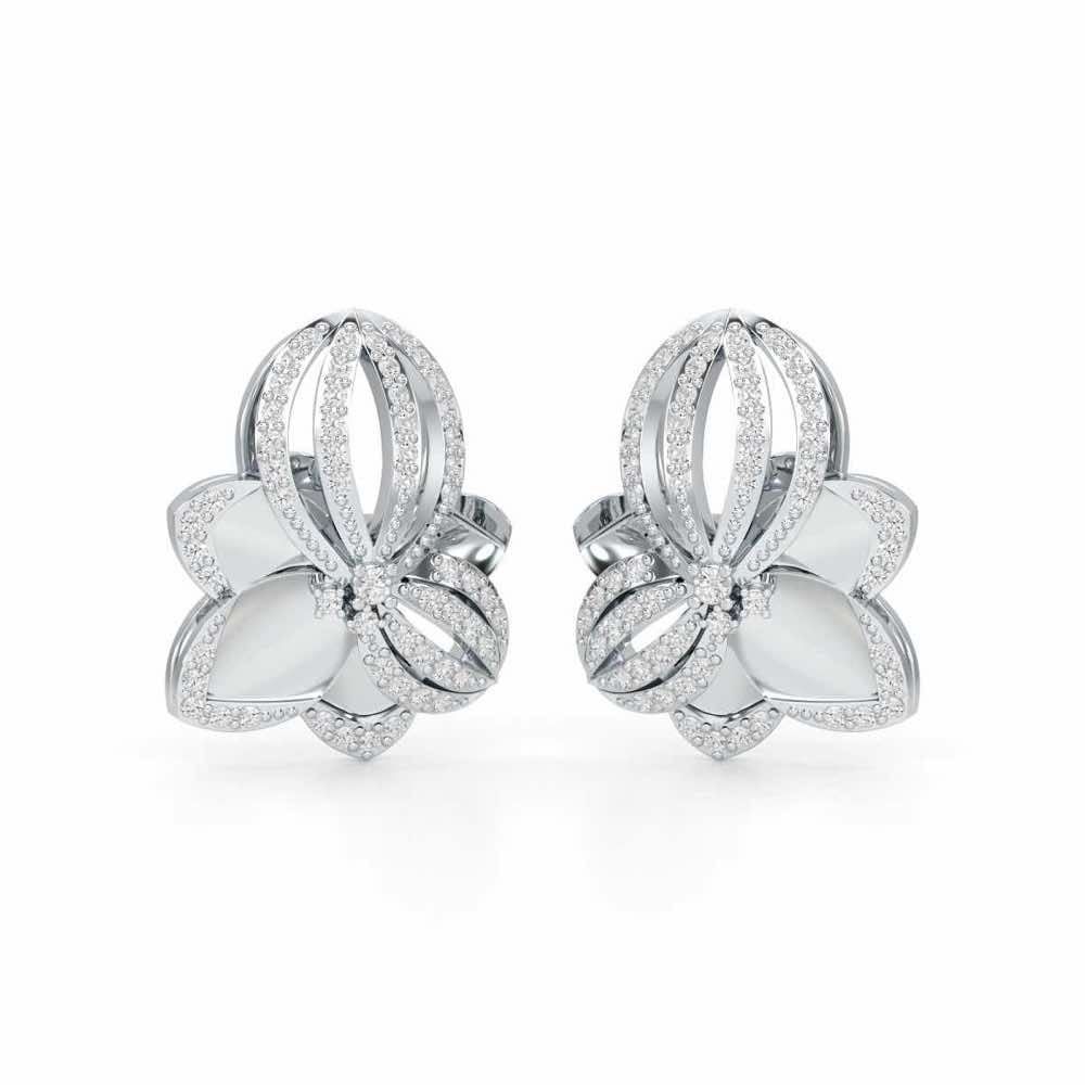 Bubble Bloom Silver Earrings - White Gold - Image 2