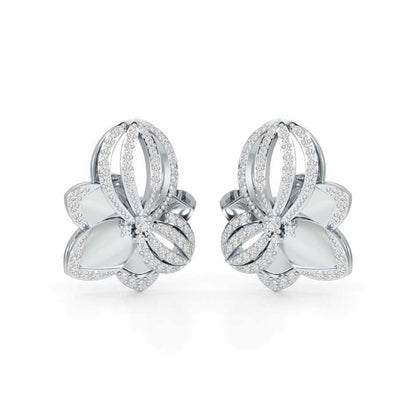 Bubble Bloom Silver Earrings - White Gold - Image 2