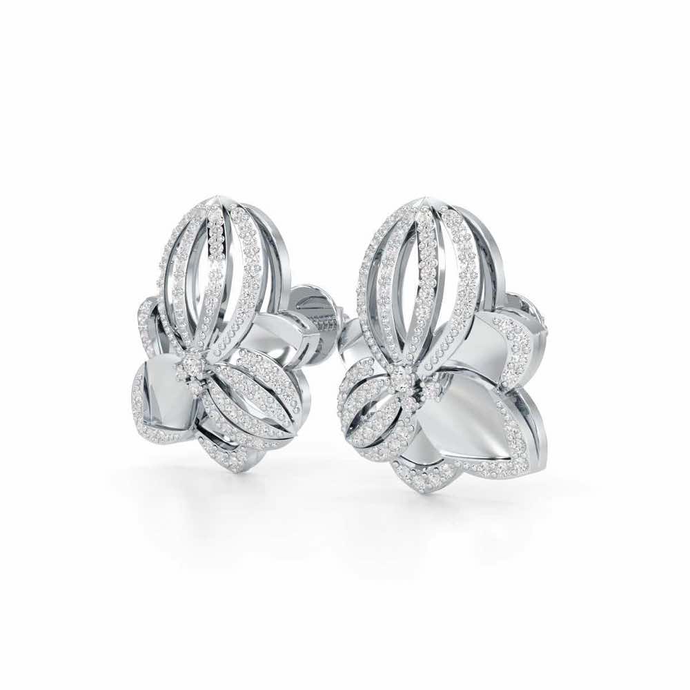 Bubble Bloom Silver Earrings - White Gold - Image 3