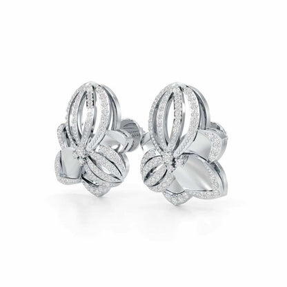 Bubble Bloom Silver Earrings - White Gold - Image 3