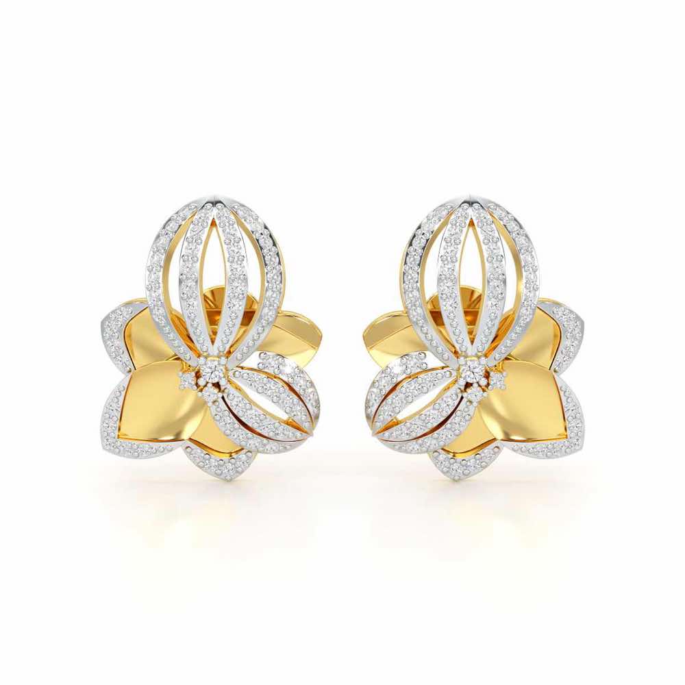 Bubble Bloom Silver Earrings - Yellow Gold - Image 1