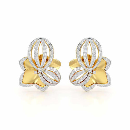 Bubble Bloom Silver Earrings - Yellow Gold - Image 1