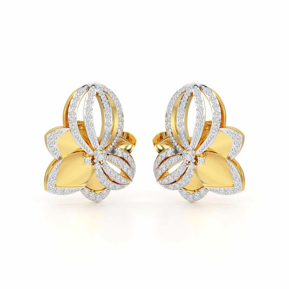 Bubble Bloom Silver Earrings - Yellow Gold - Image 2