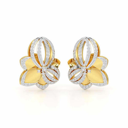 Bubble Bloom Silver Earrings - Yellow Gold - Image 2