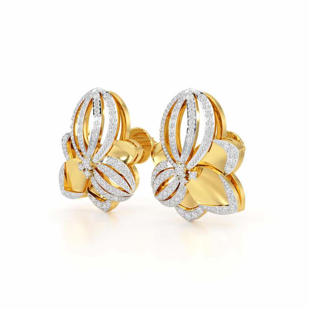Bubble Bloom Silver Earrings - Yellow Gold - Image 3