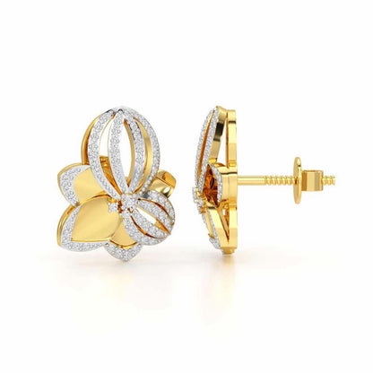 Bubble Bloom Silver Earrings - Yellow Gold - Image 4