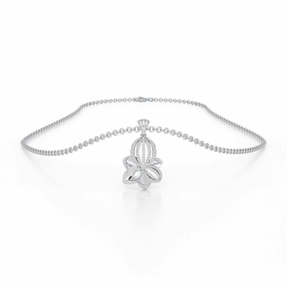 Bubble Bloom Silver Pendant - White Gold - Image 3
