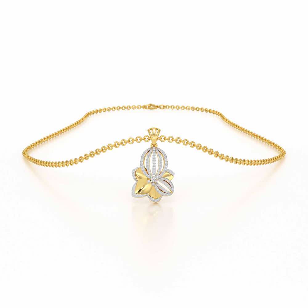 Bubble Bloom Silver Pendant - Yellow Gold - Image 3