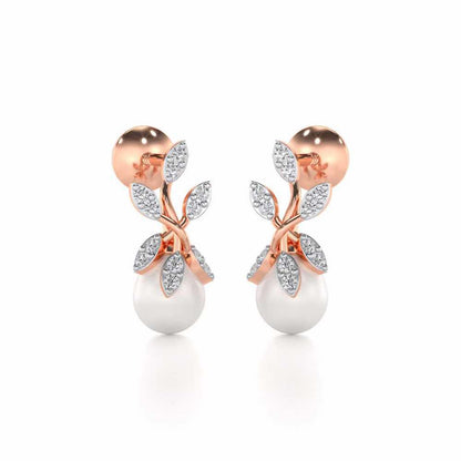 Budding Silver Pearl Earrings - Rose Gold - Image 1