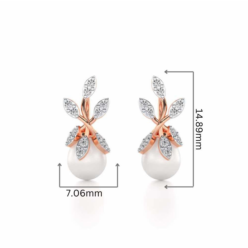 Budding Silver Pearl Earrings - Rose Gold - Image 2
