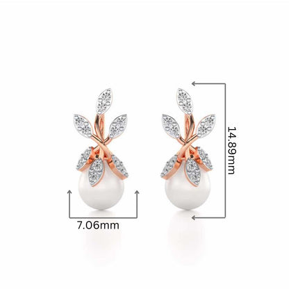 Budding Silver Pearl Earrings - Rose Gold - Image 2