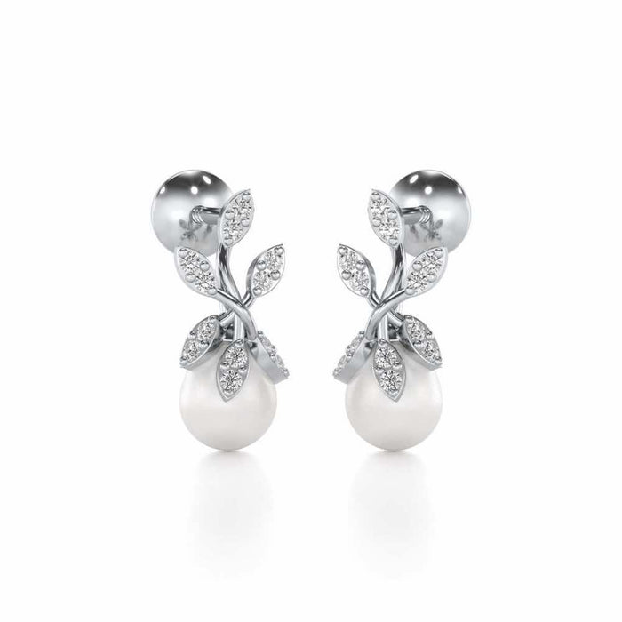 Budding Silver Pearl Earrings - White Gold - Image 1