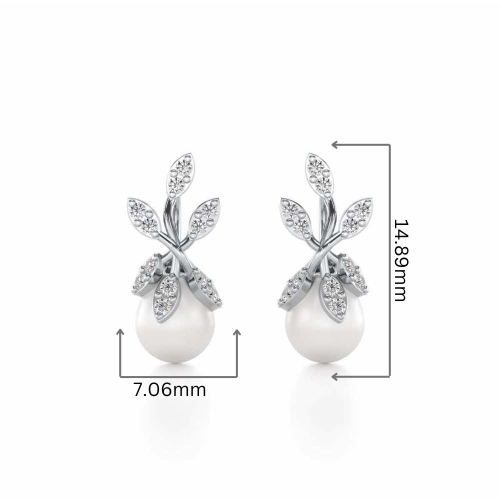 Budding Silver Pearl Earrings - White Gold - Image 2