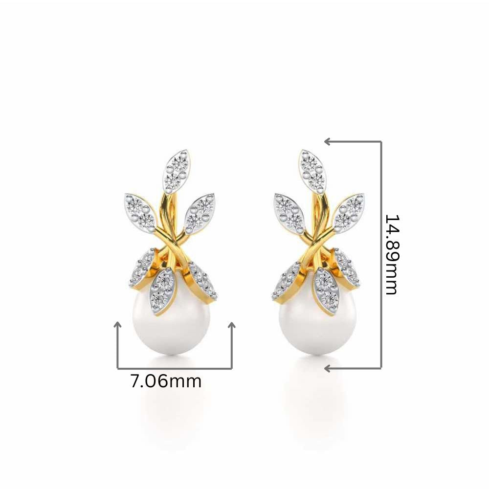 Budding Silver Pearl Earrings - Yellow Gold - Image 2