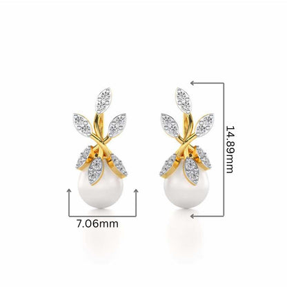 Budding Silver Pearl Earrings - Yellow Gold - Image 2