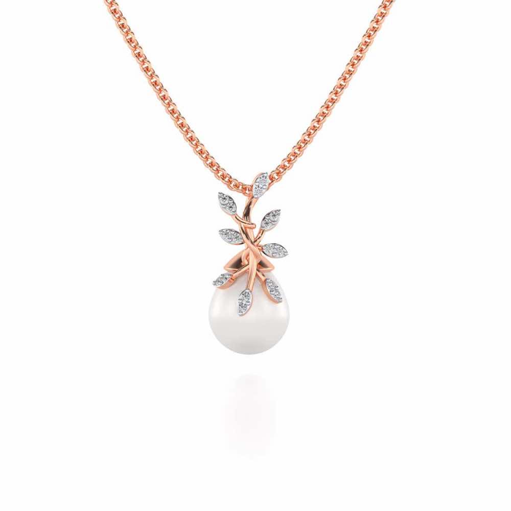 Budding Silver Pearl Pendant - Rose Gold - Image 2