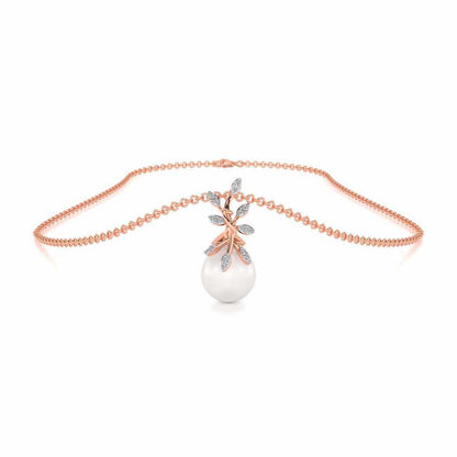 Budding Silver Pearl Pendant - Rose Gold - Image 3