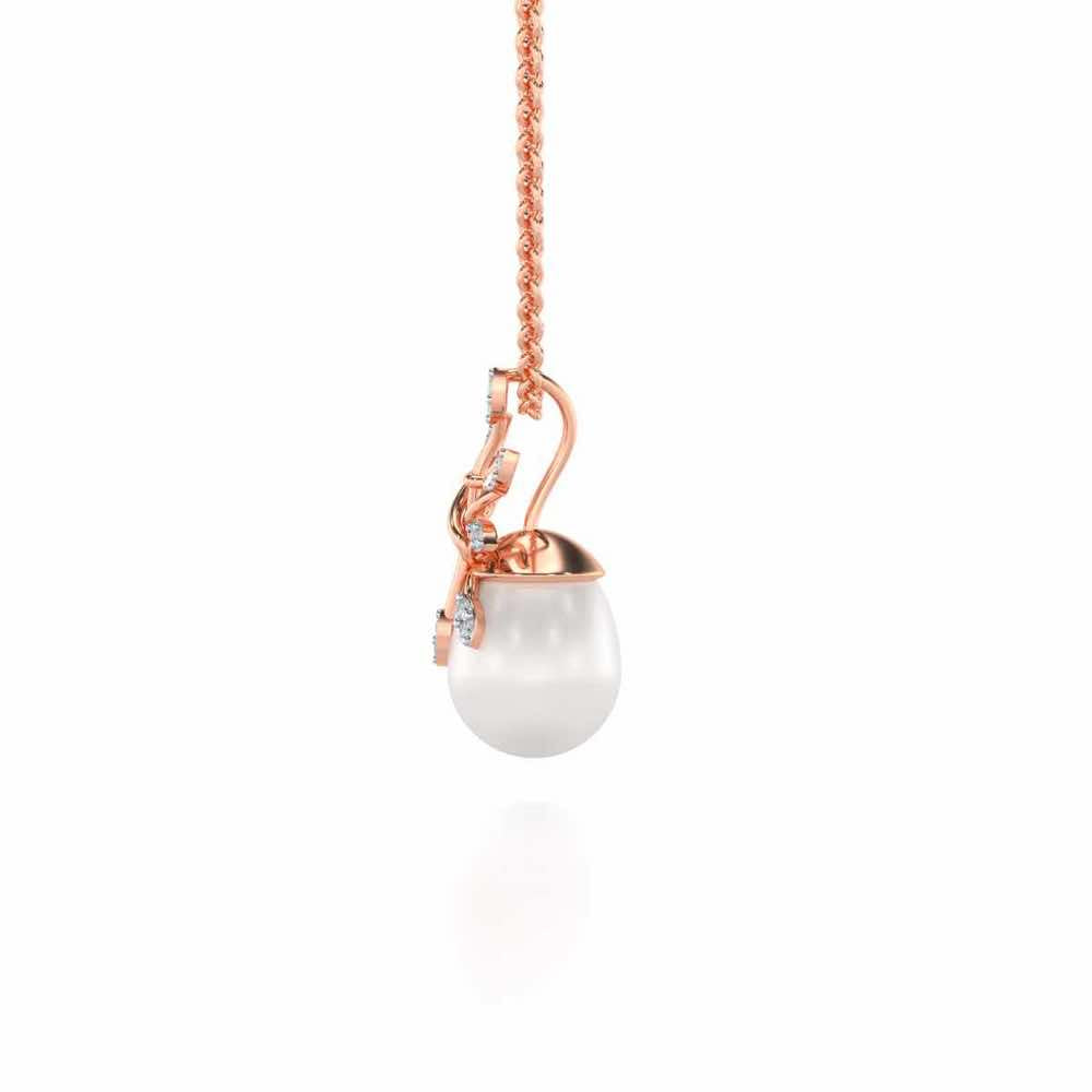 Budding Silver Pearl Pendant - Rose Gold - Image 4