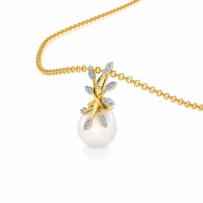 Budding Silver Pearl Pendant - Yellow Gold - Image 1