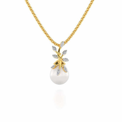 Budding Silver Pearl Pendant - Yellow Gold - Image 2