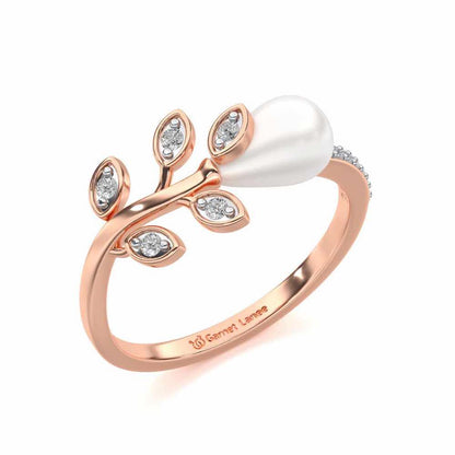 Budding Silver Pearl Ring - Rose Gold - Image 1