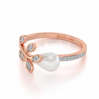 Budding Silver Pearl Ring - Rose Gold - Image 2