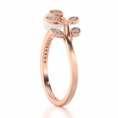 Budding Silver Pearl Ring - Rose Gold - Image 3