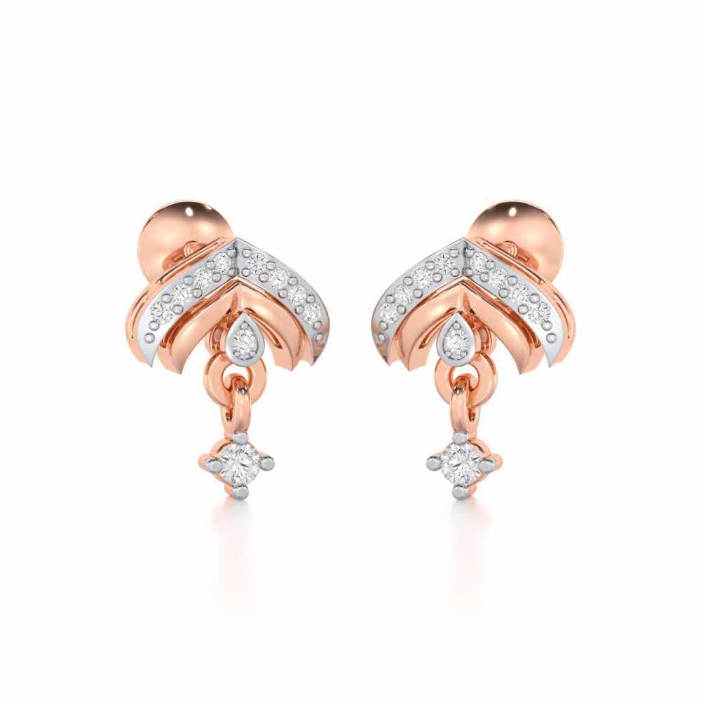Budding Shine Silver Earrings - Rose Gold - Image 2