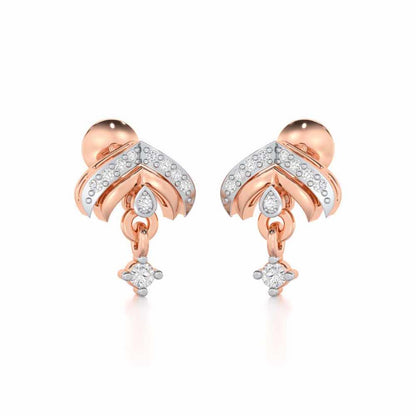 Budding Shine Silver Earrings - Rose Gold - Image 2