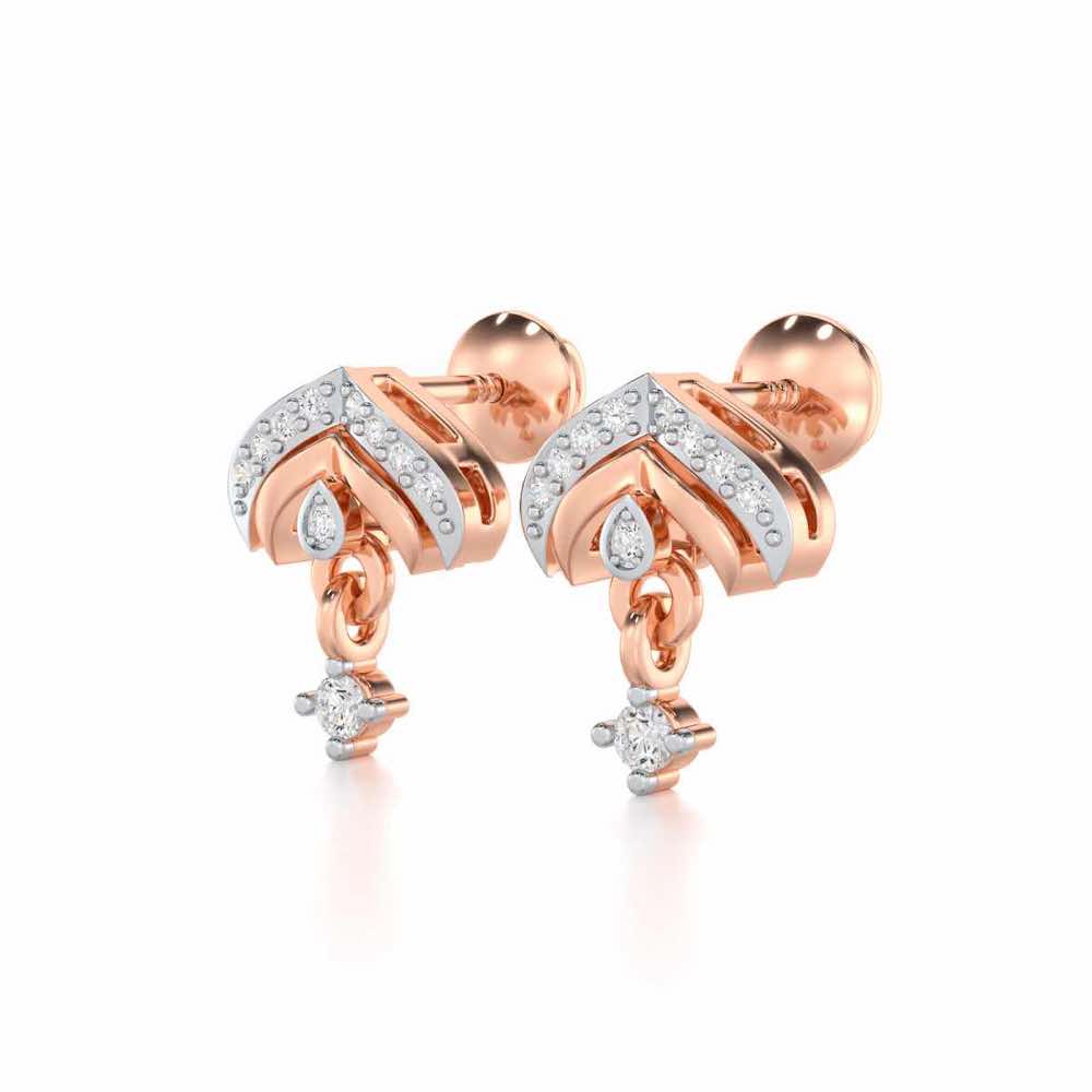 Budding Shine Silver Earrings - Rose Gold - Image 3