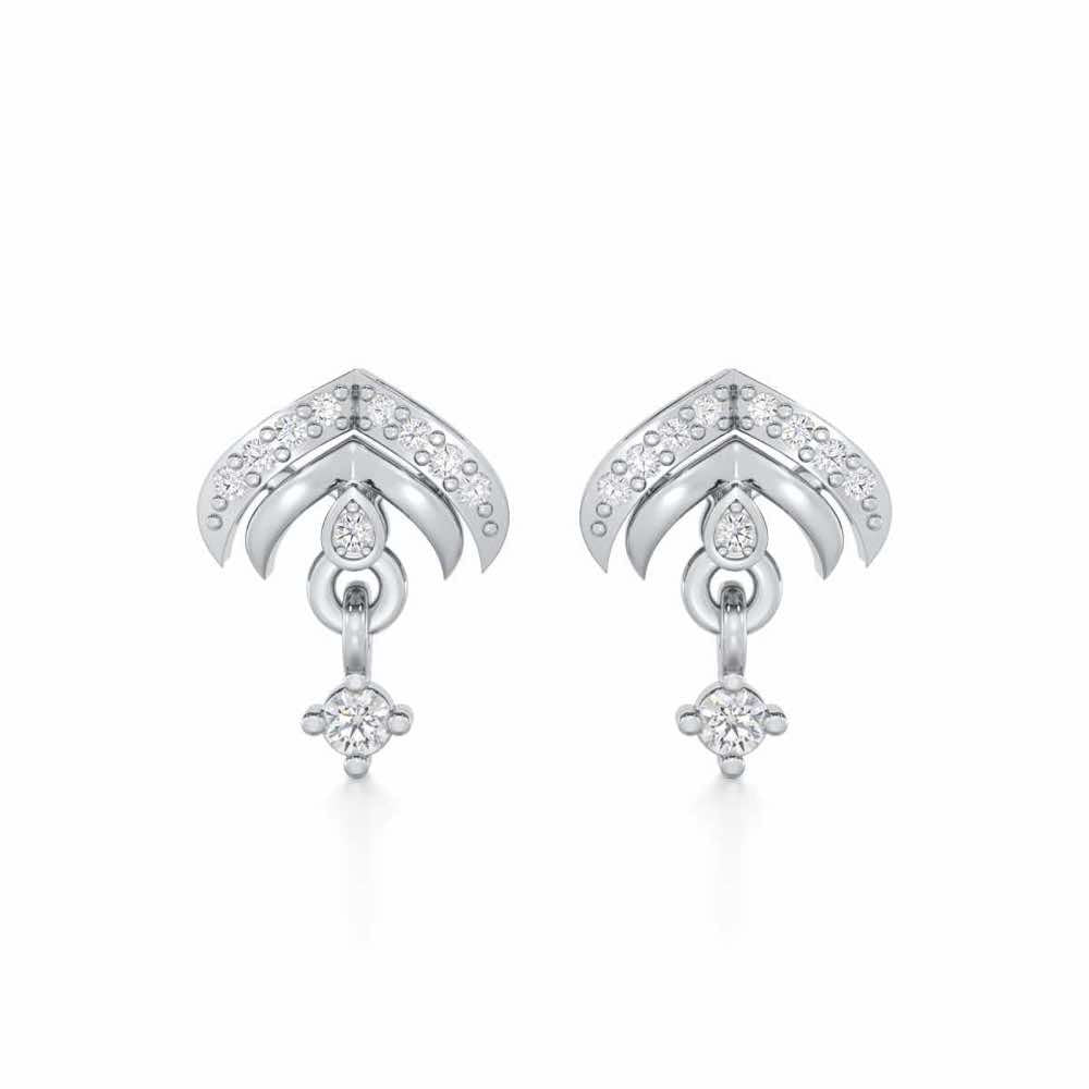 Budding Shine Silver Earrings - White Gold - Image 1