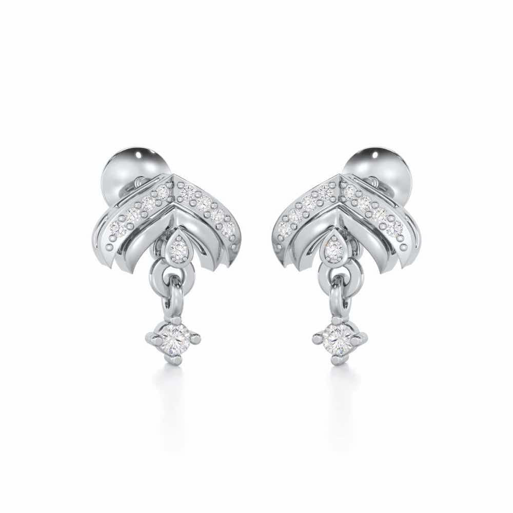 Budding Shine Silver Earrings - White Gold - Image 2