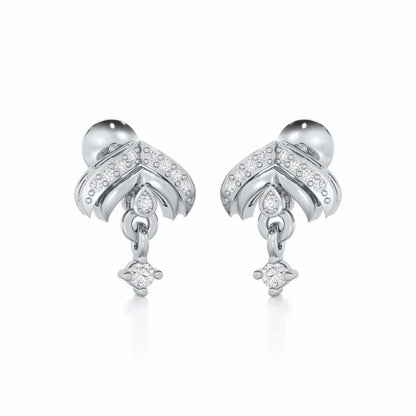 Budding Shine Silver Earrings - White Gold - Image 2