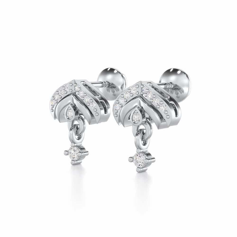 Budding Shine Silver Earrings - White Gold - Image 3