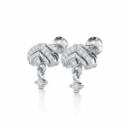 Budding Shine Silver Earrings - White Gold - Image 3