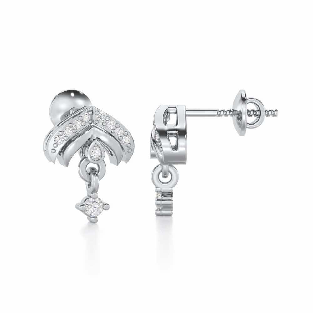 Budding Shine Silver Earrings - White Gold - Image 4