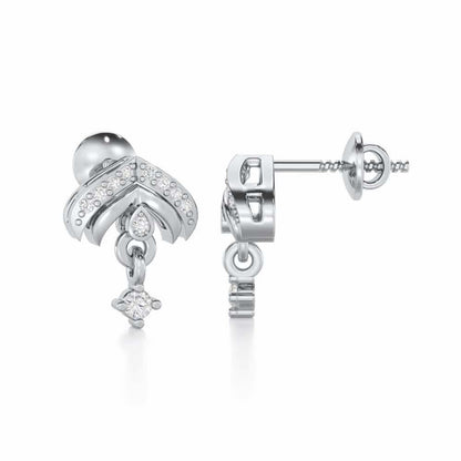 Budding Shine Silver Earrings - White Gold - Image 4