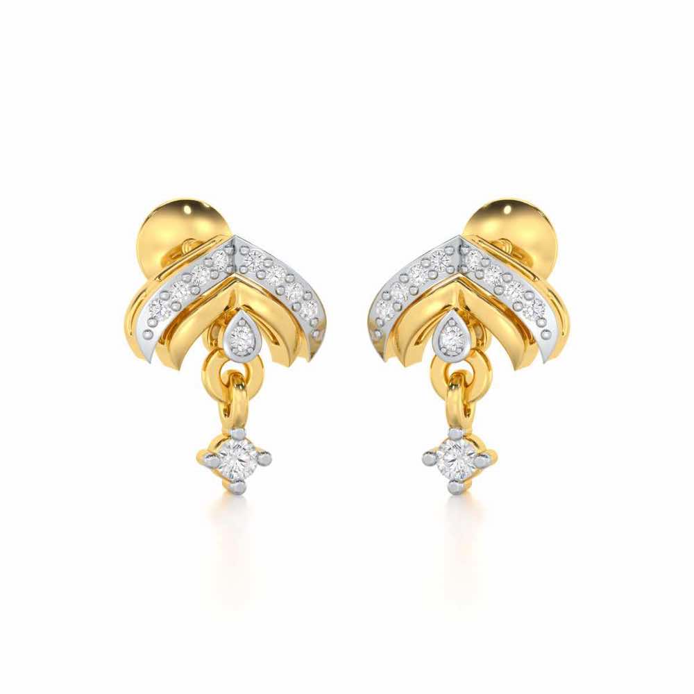 Budding Shine Silver Earrings - Yellow Gold - Image 2