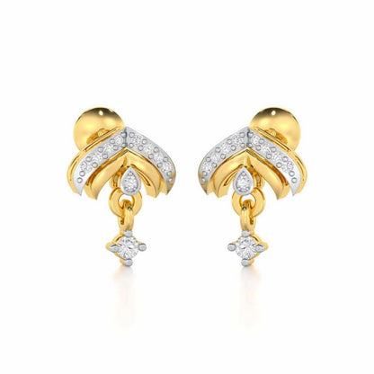 Budding Shine Silver Earrings - Yellow Gold - Image 2