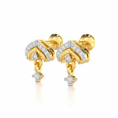 Budding Shine Silver Earrings - Yellow Gold - Image 3