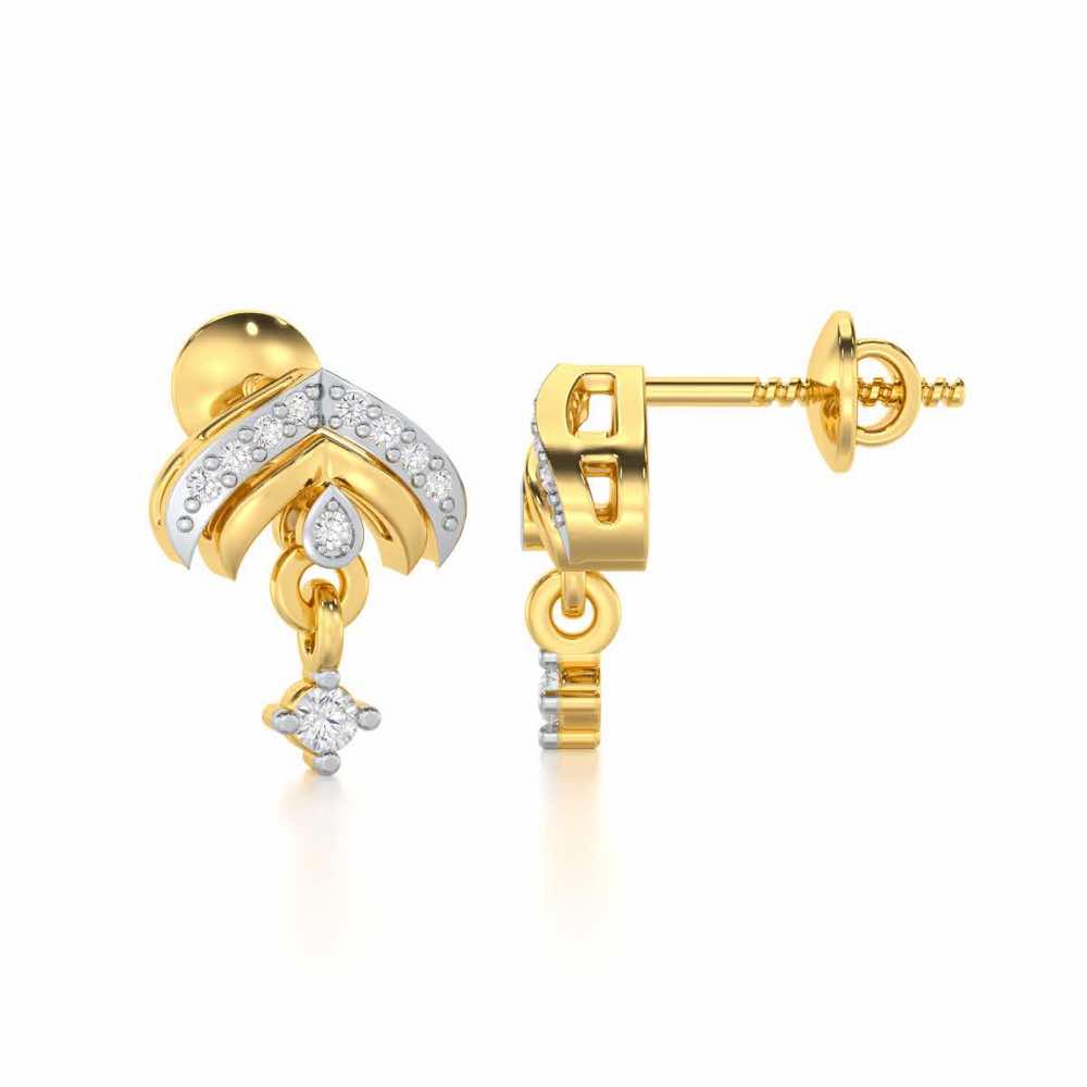 Budding Shine Silver Earrings - Yellow Gold - Image 4