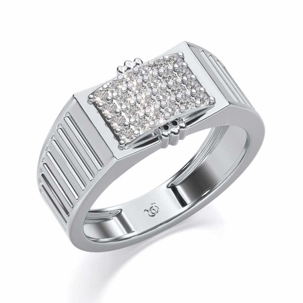 Bulge Silver Ring For Men - White Gold - Image 1