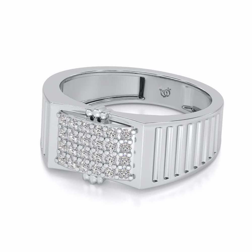 Bulge Silver Ring For Men - White Gold - Image 2