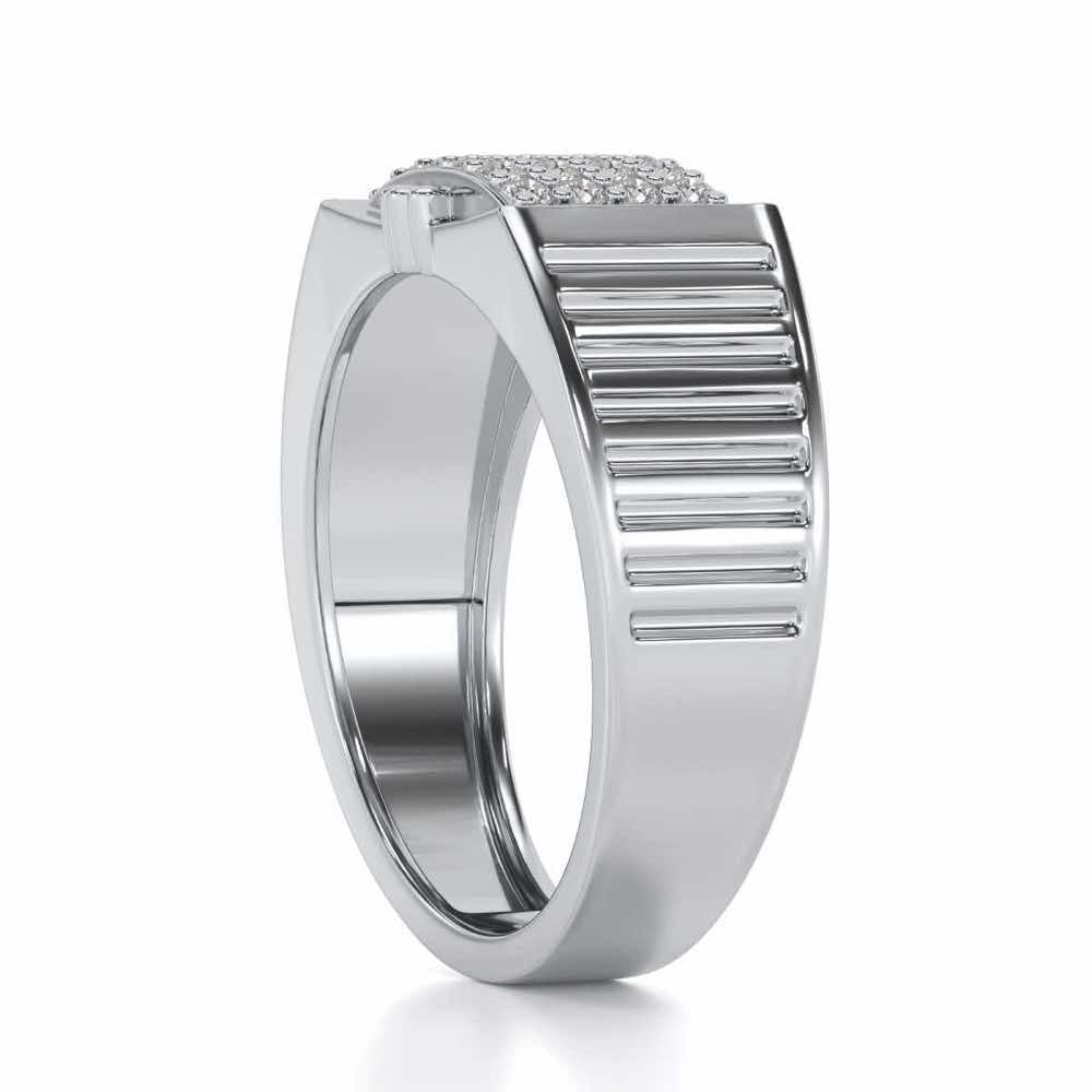 Bulge Silver Ring For Men - White Gold - Image 3