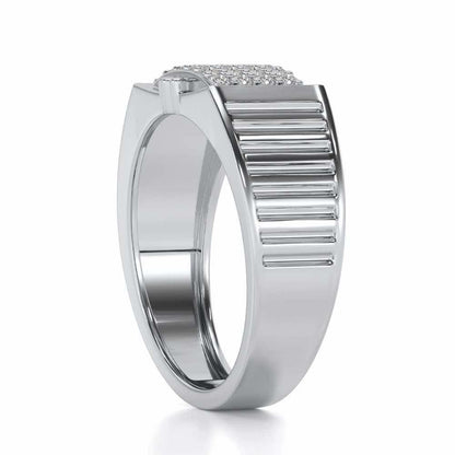 Bulge Silver Ring For Men - White Gold - Image 3